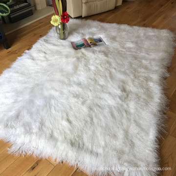 Custom size Long Hair Tibetan Mongolian lambskin Sheepskin Area Rug